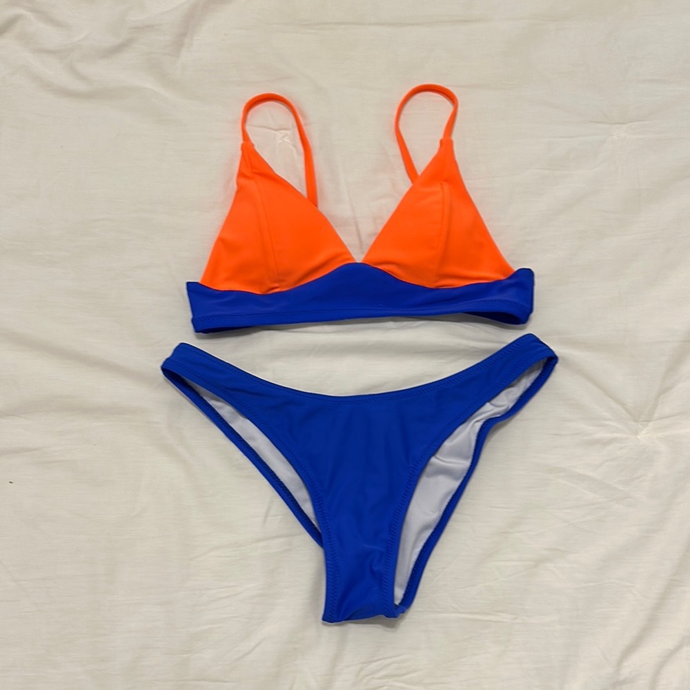 Vibrant Orange and Blue Bikini Set